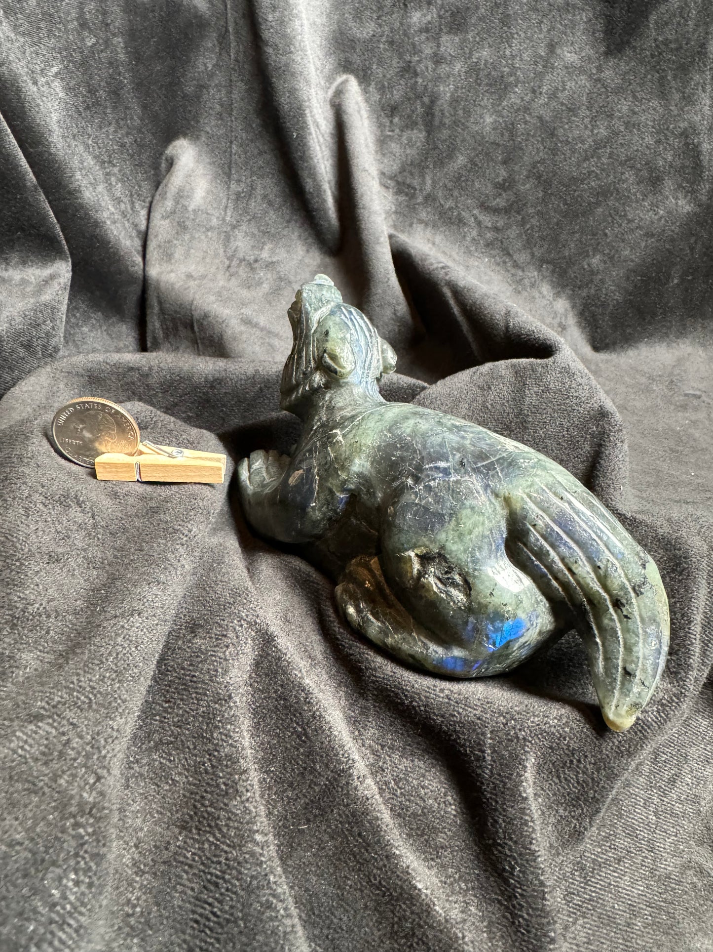 Labradorite Wolf Carving