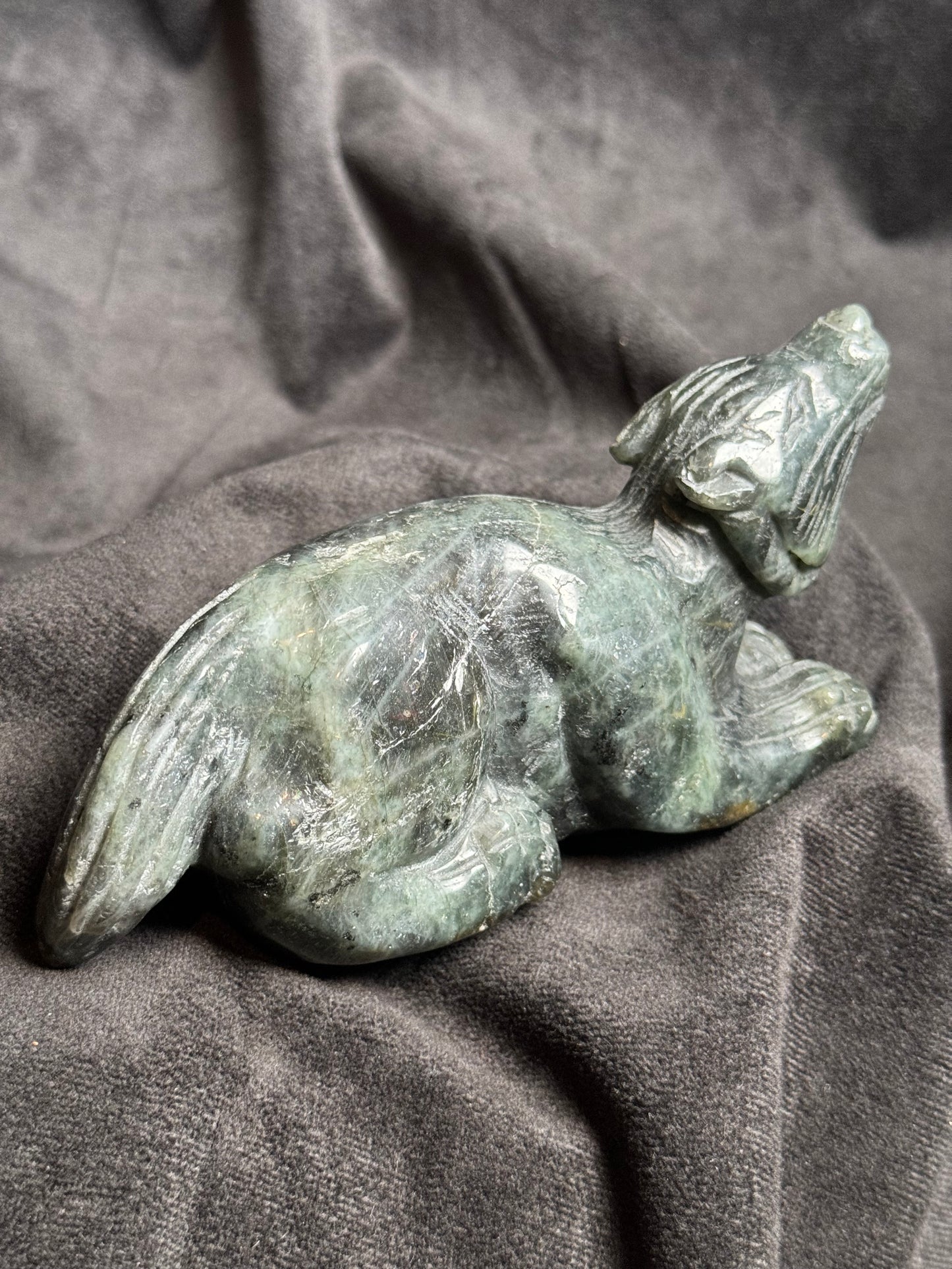 Labradorite Wolf Carving