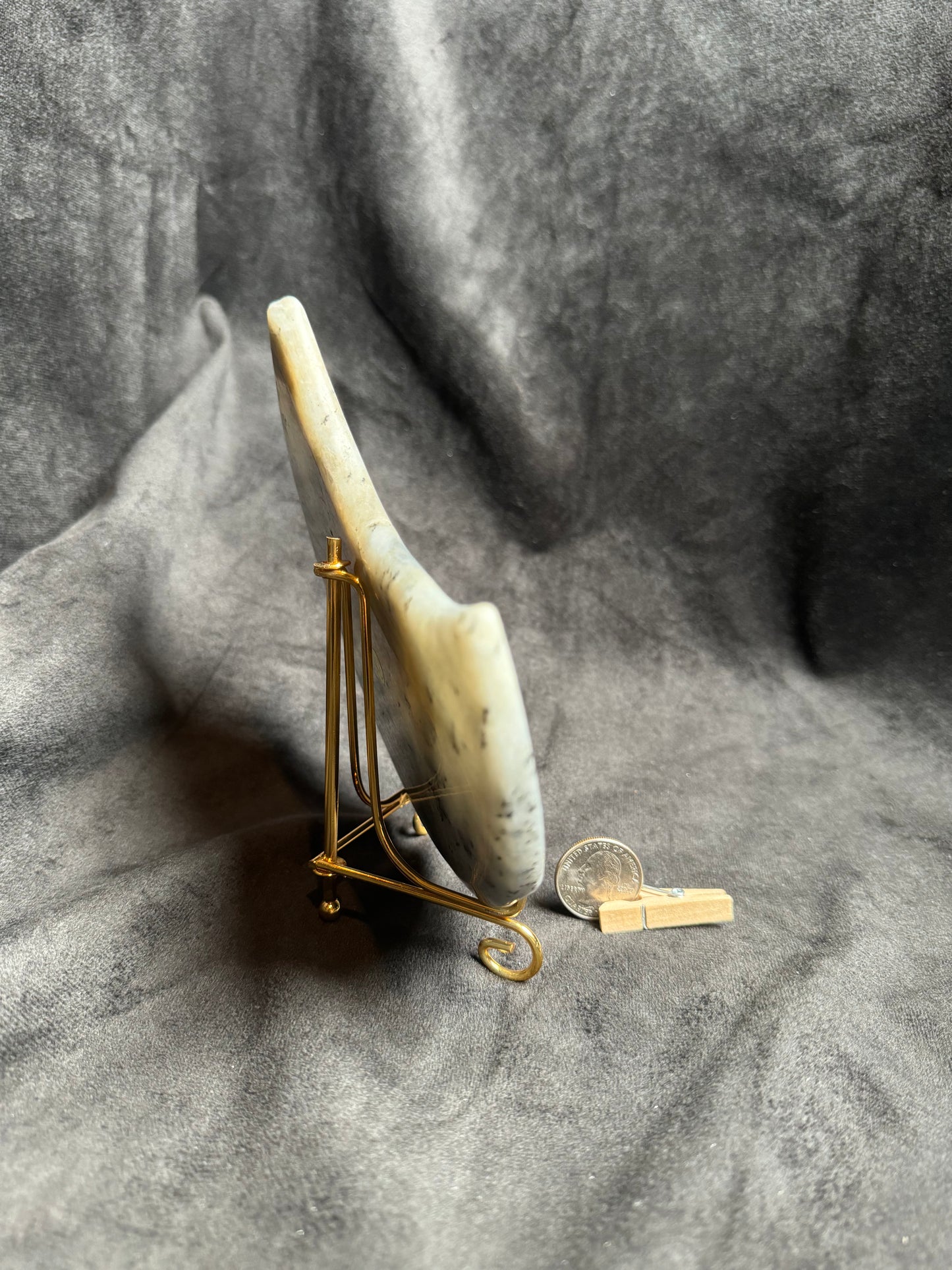Labradorite Crescent Moon and golden stand.