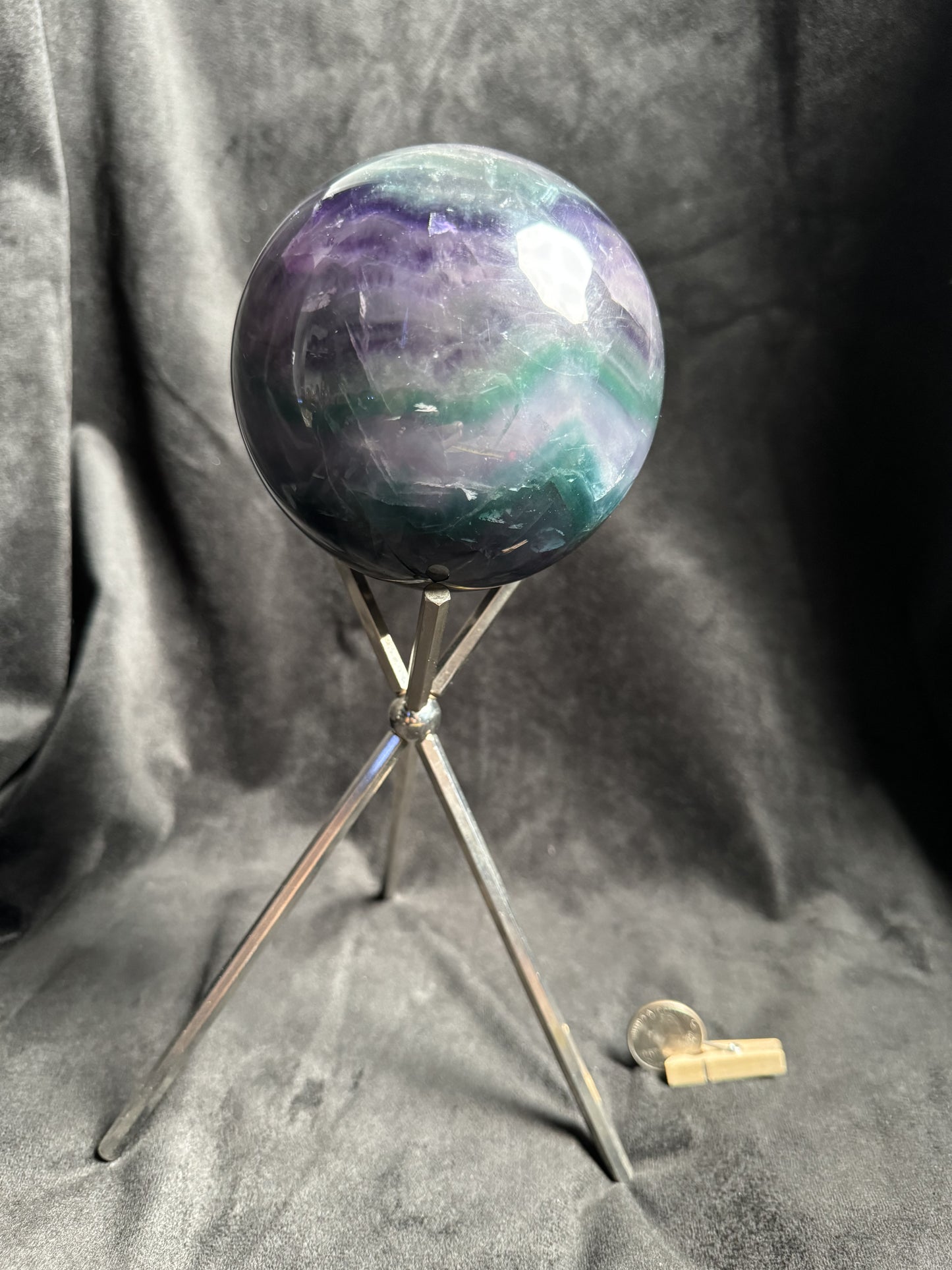 Fluorite Sphere on Tripod Stand