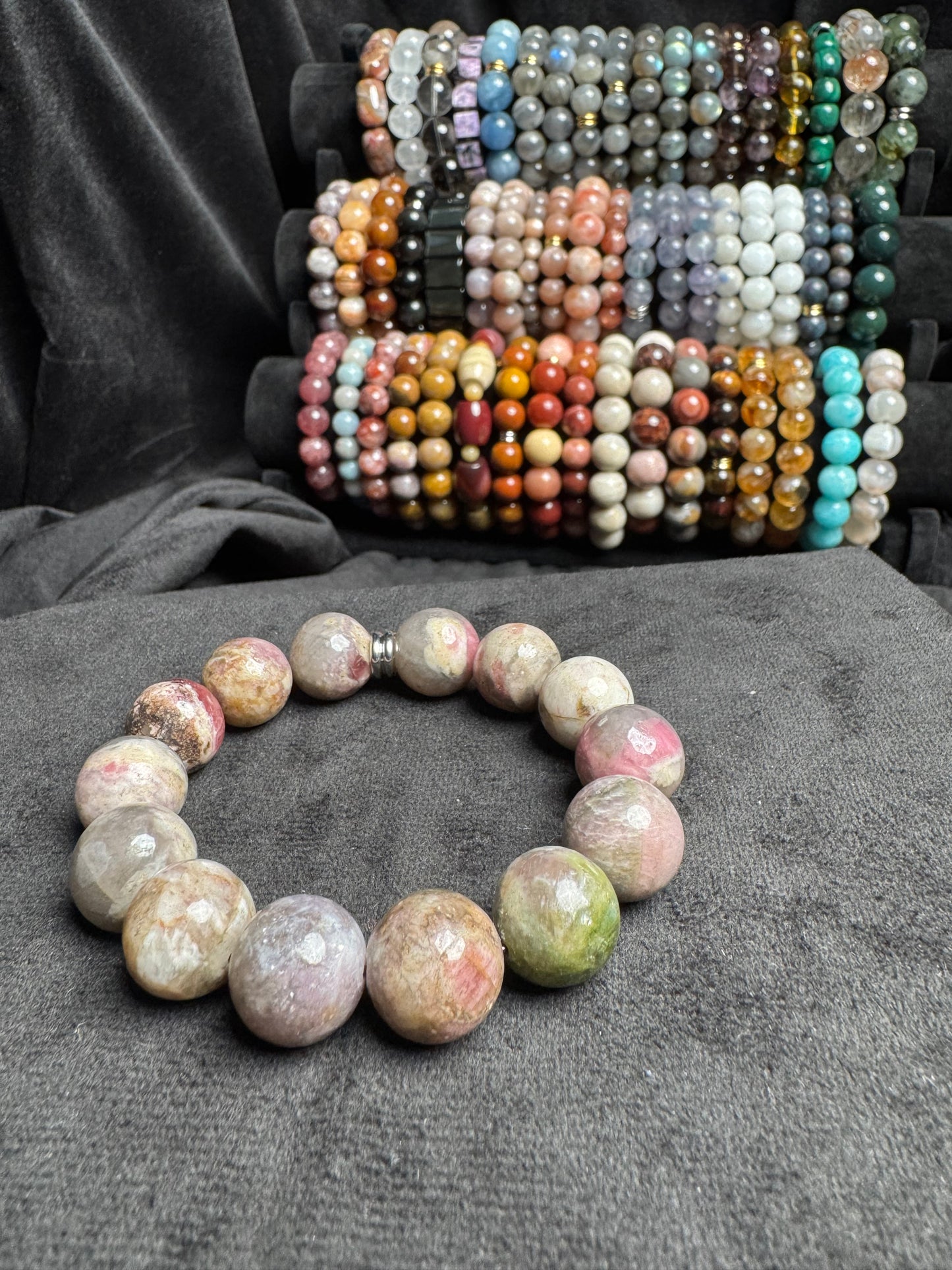 Multicolored Tourmaline in Quartz Bracelet
