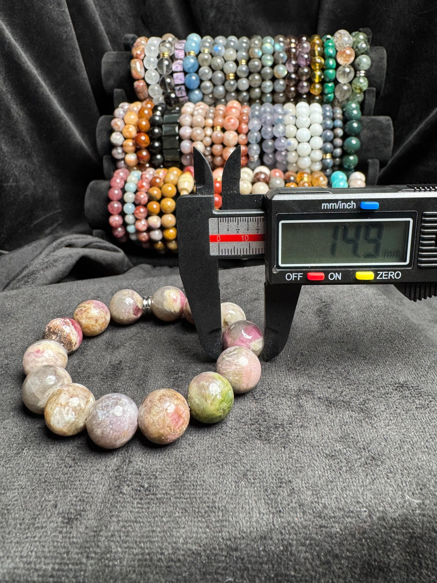 Multicolored Tourmaline in Quartz Bracelet