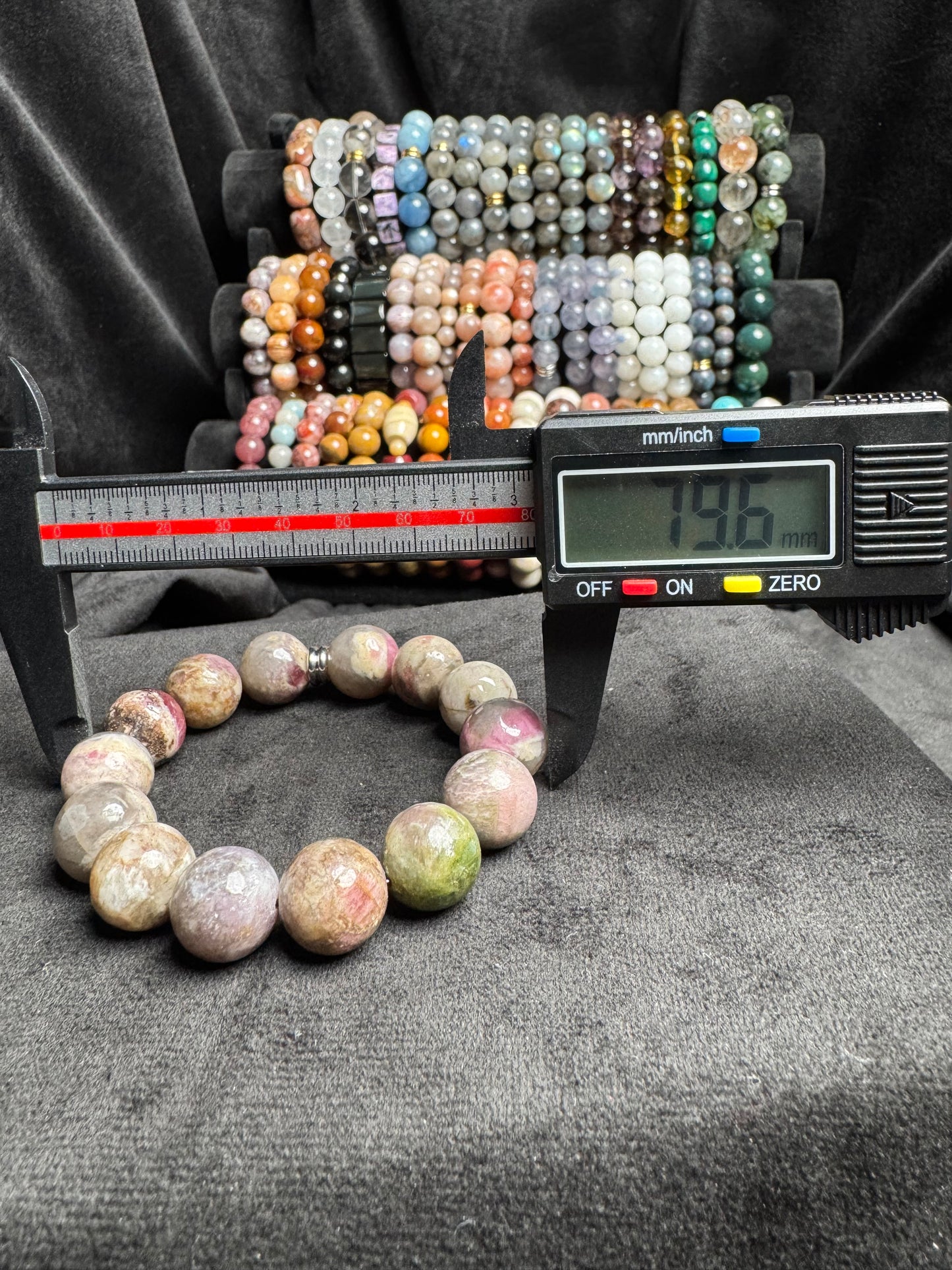 Multicolored Tourmaline in Quartz Bracelet