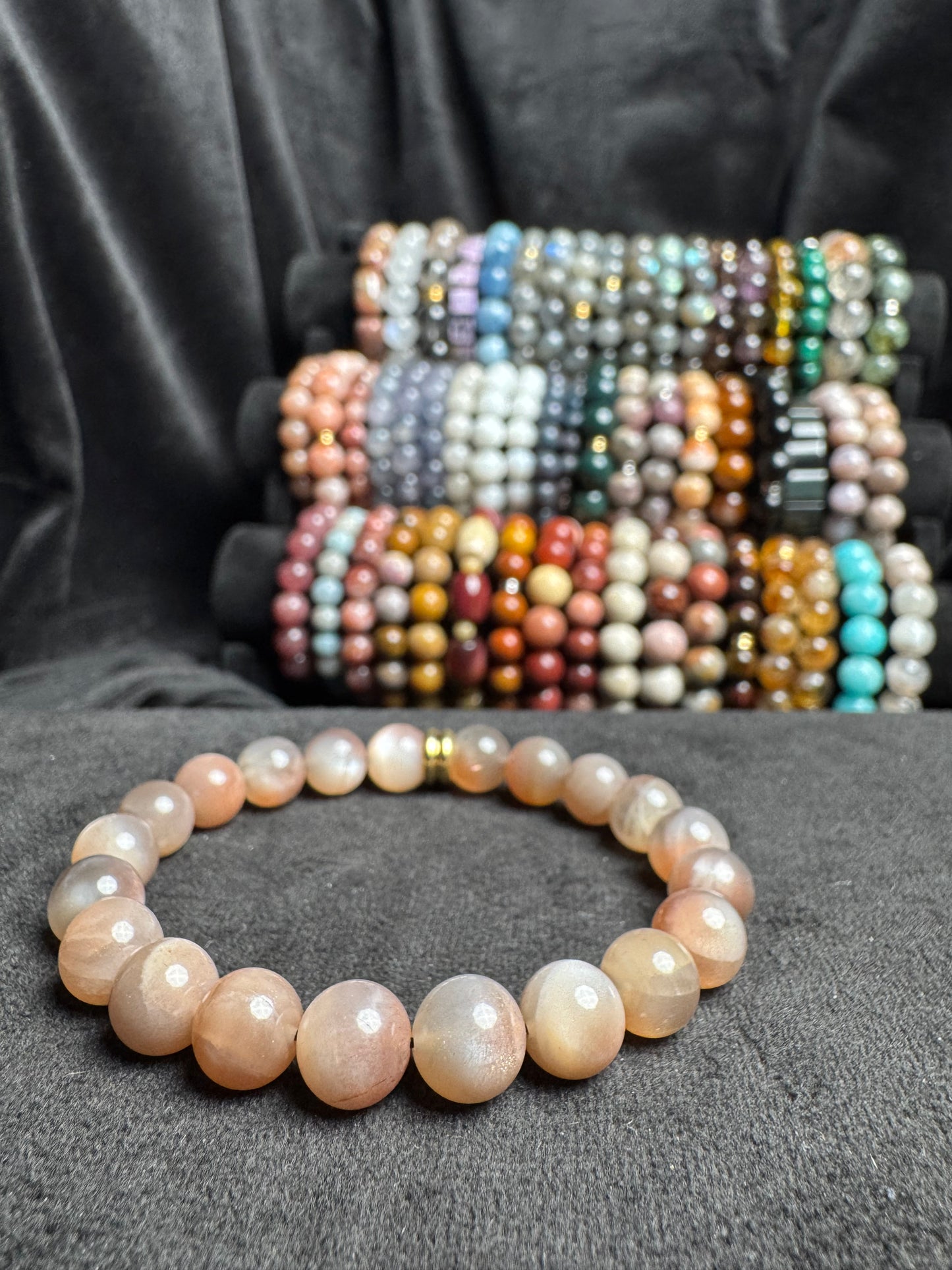 Peach Moonstone and Sunstone Bracelet