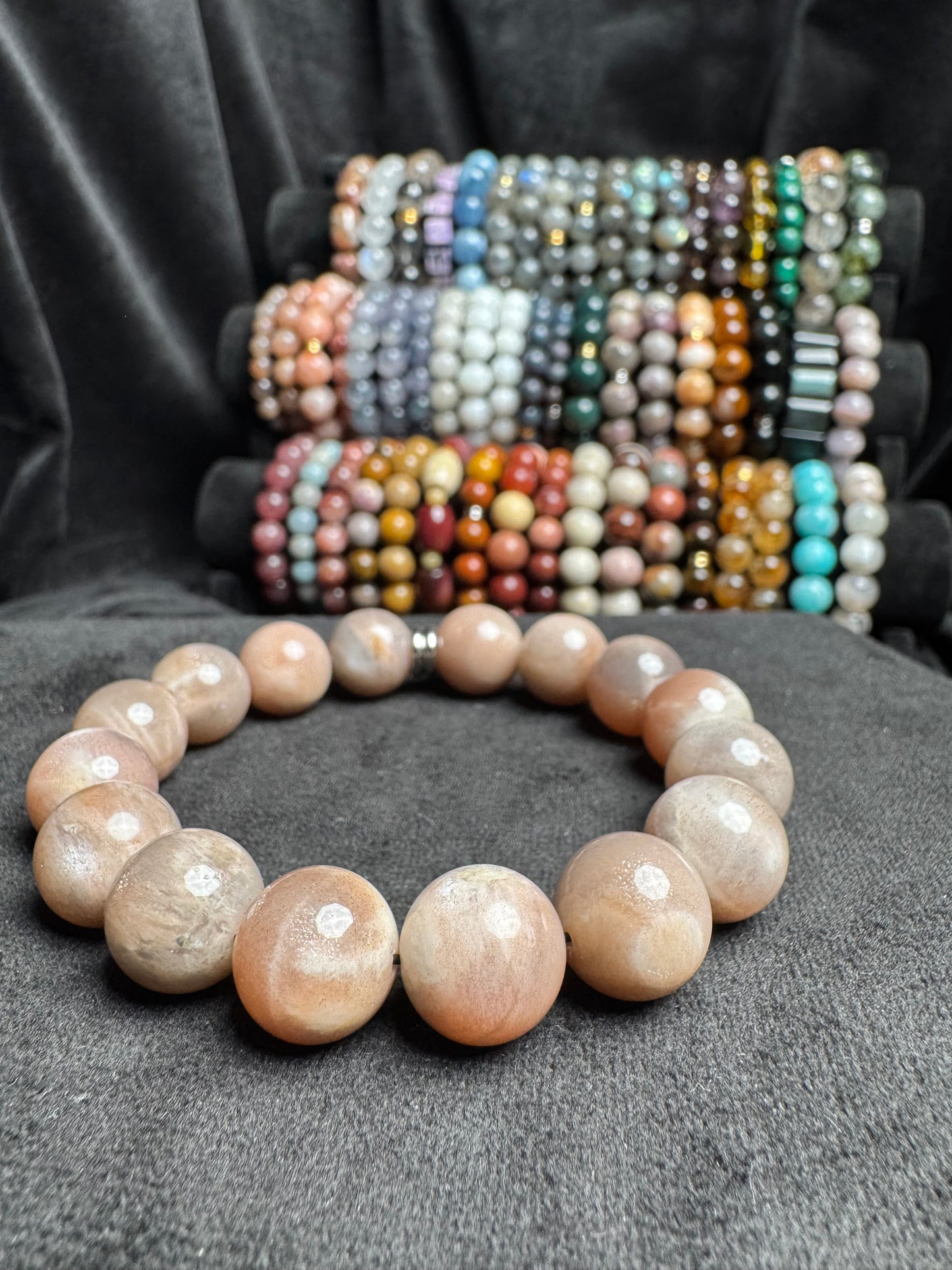 Peach Moonstone and Sunstone Bracelet