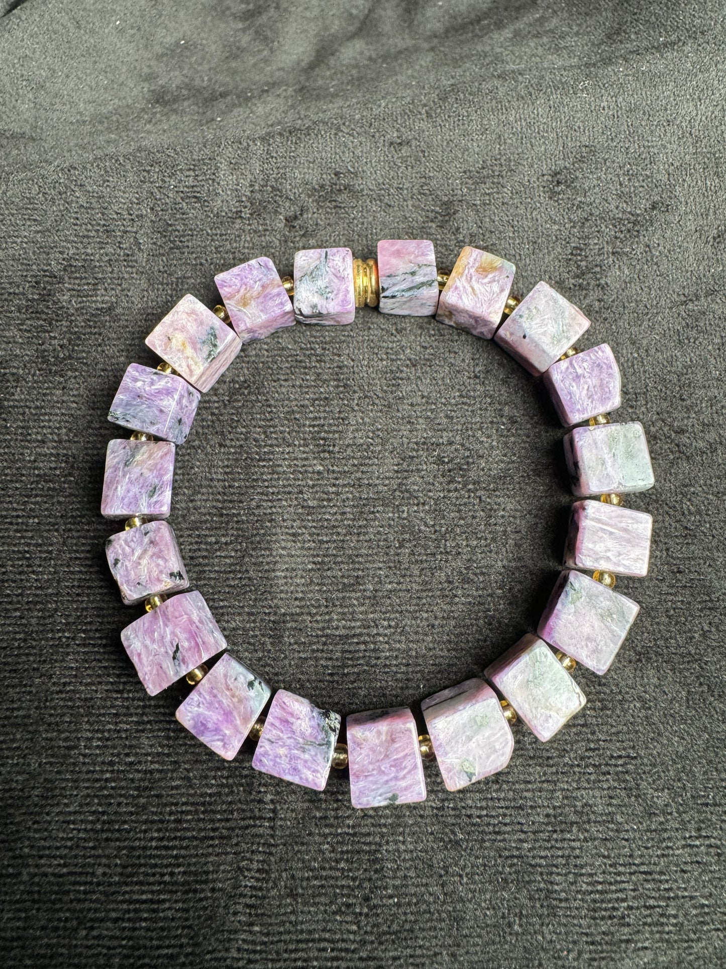 Charoite Square Bead Bracelet