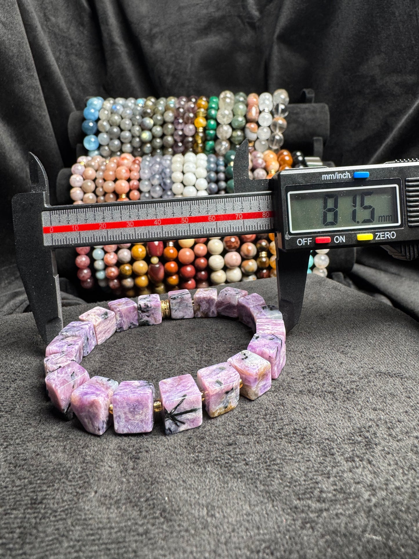 Charoite Square Bead Bracelet