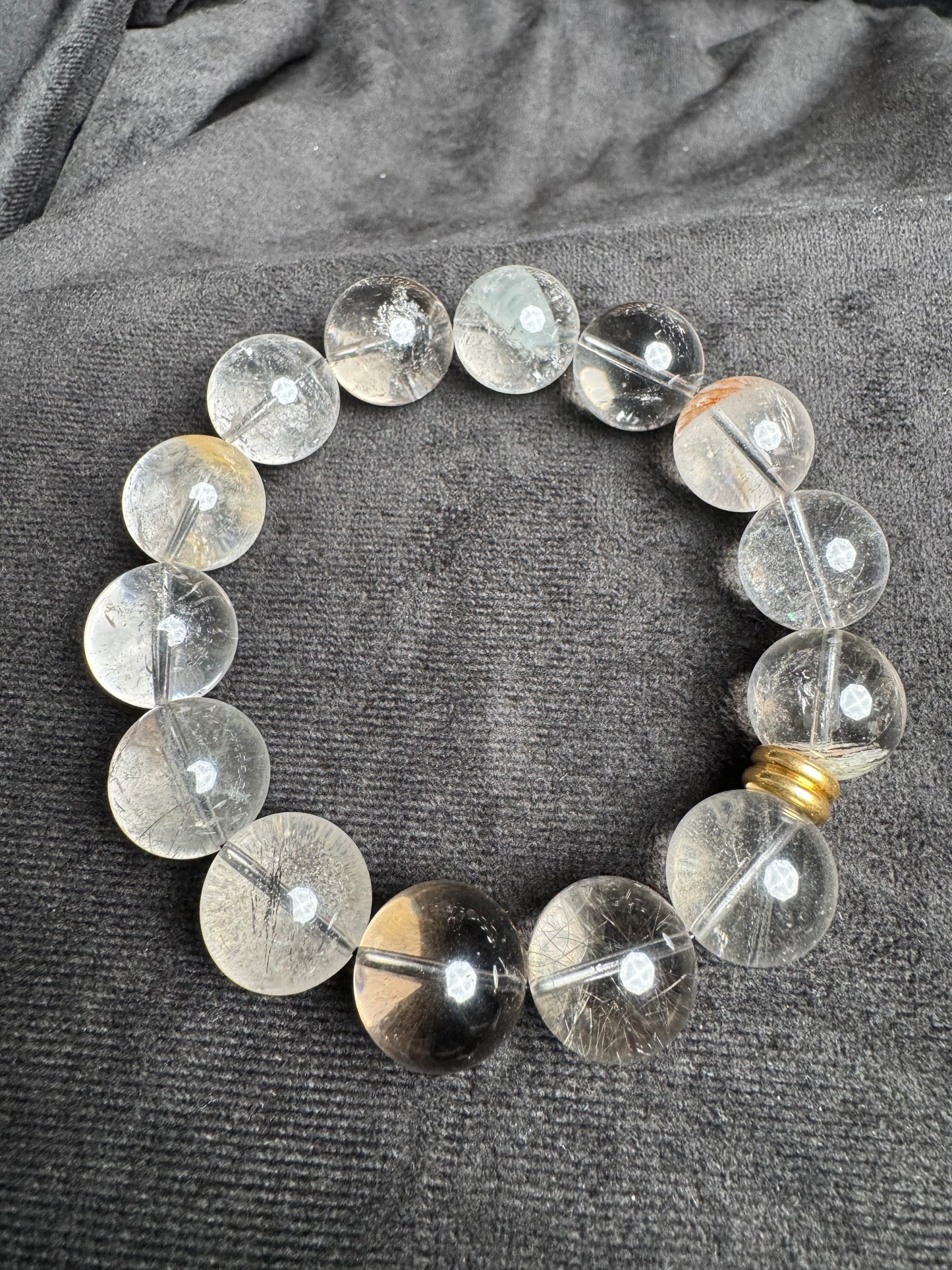 Quartz Bracelet with Silver and Black Rutile Inclusions
