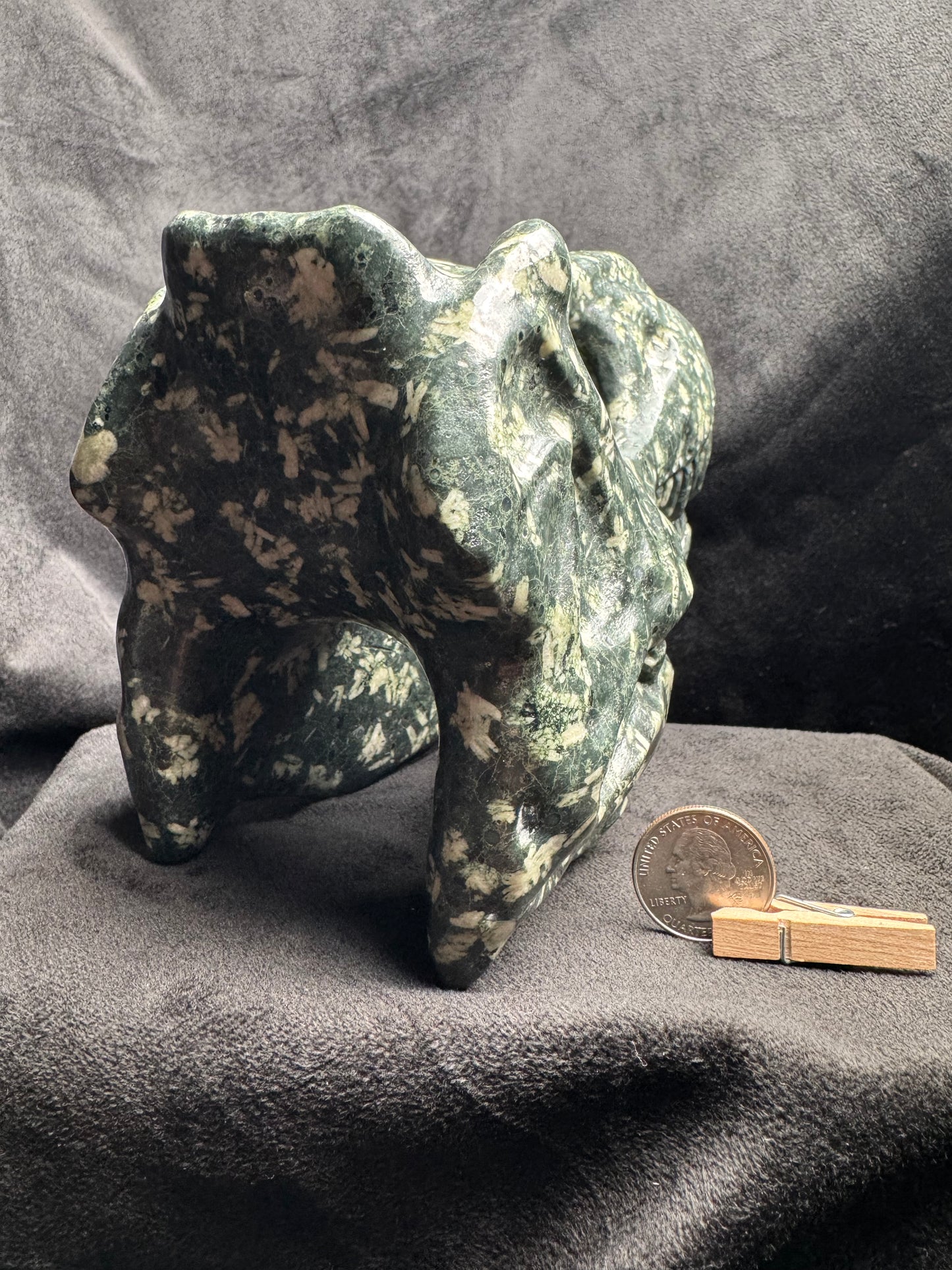 T. Rex Slull Carving (Feldspar in Andesite)
