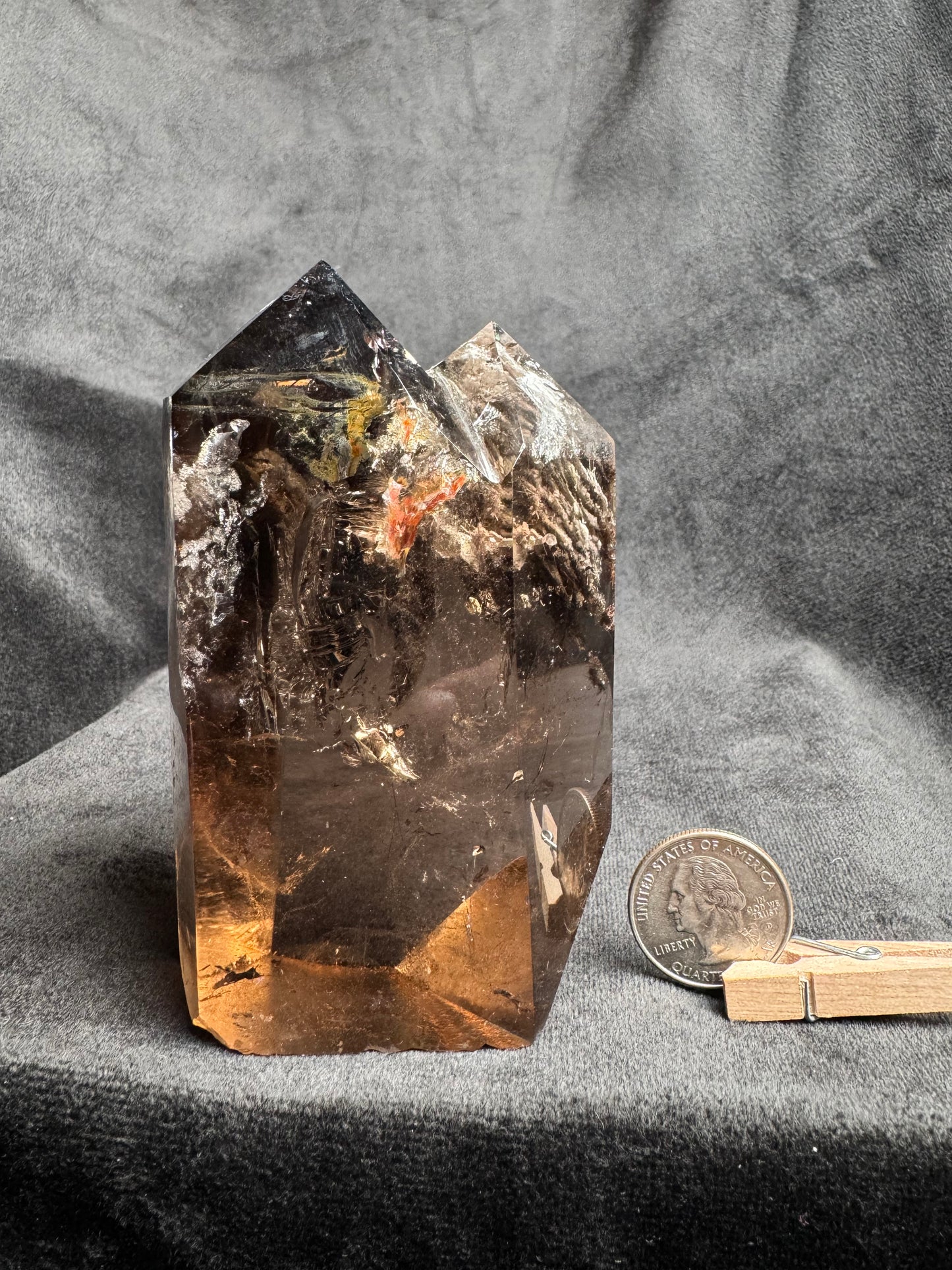 Smoky Double tower with Lodolite and Rutile