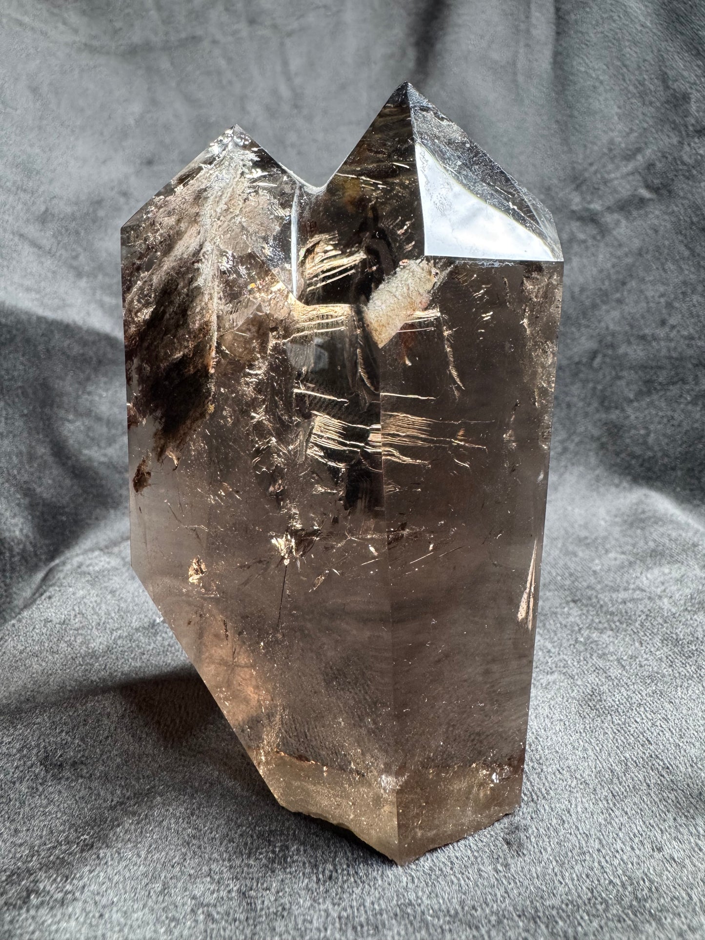 Smoky Double tower with Lodolite and Rutile