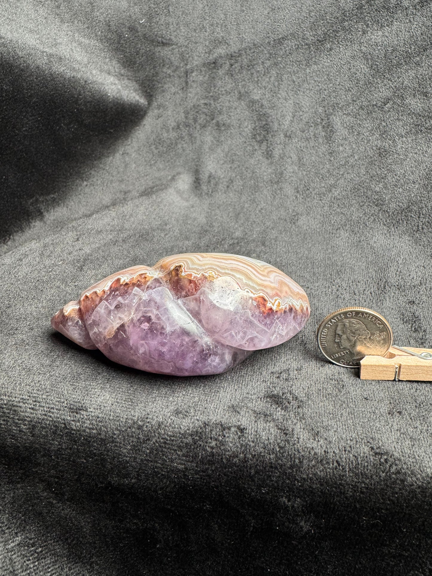 Crazy Lace Amethyst Shell Carving
