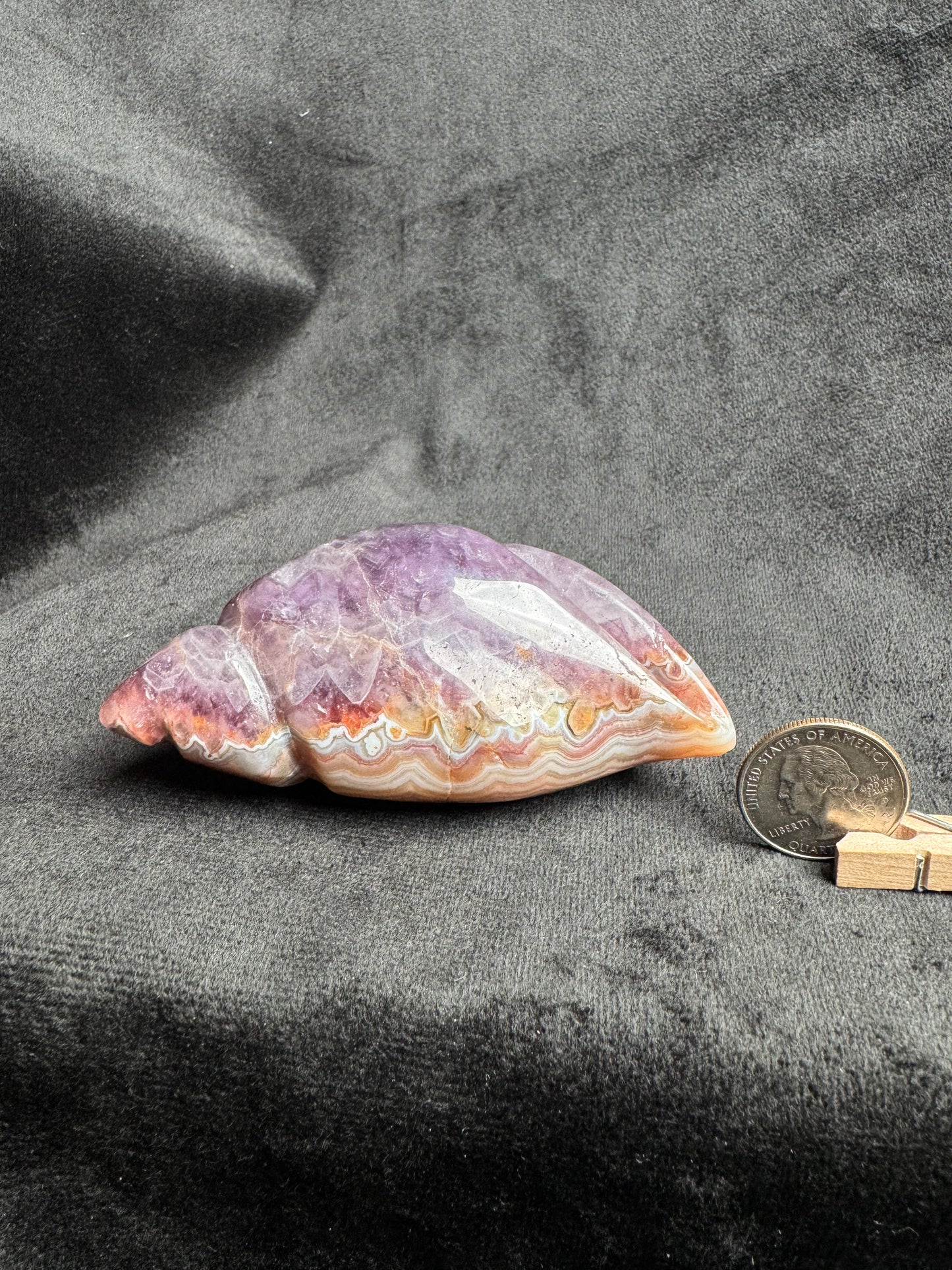 Crazy Lace Amethyst Shell Carving