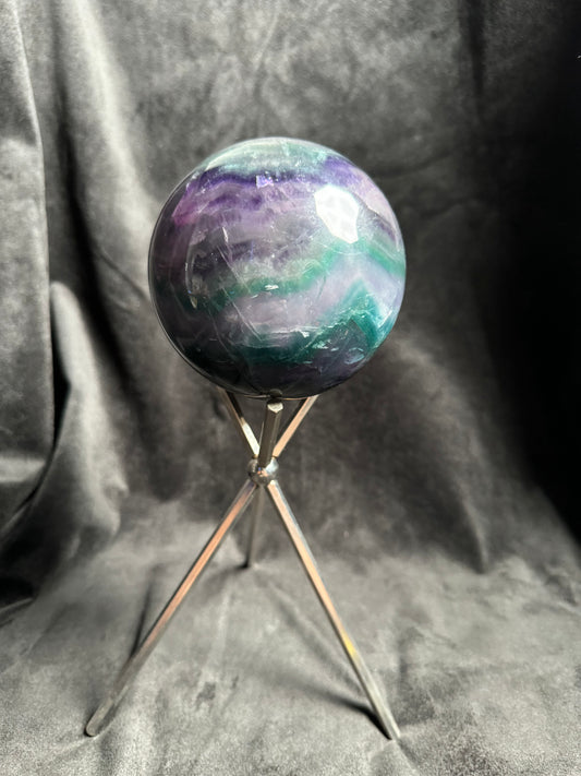 Fluorite Sphere on Tripod Stand