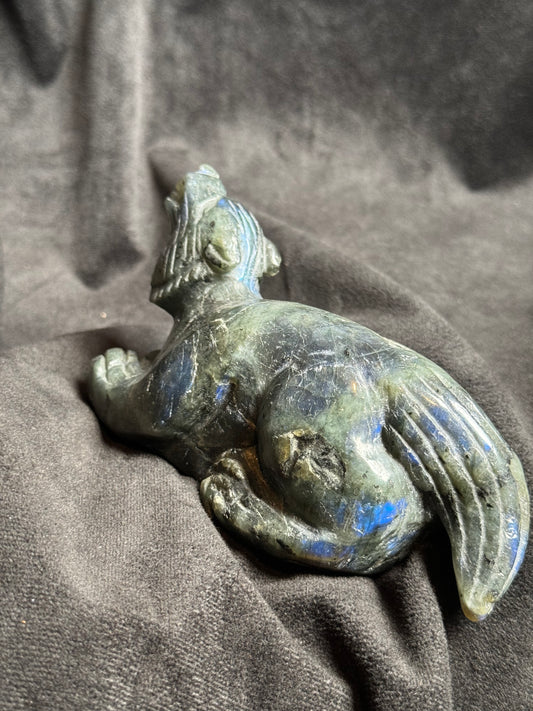 Labradorite Wolf Carving