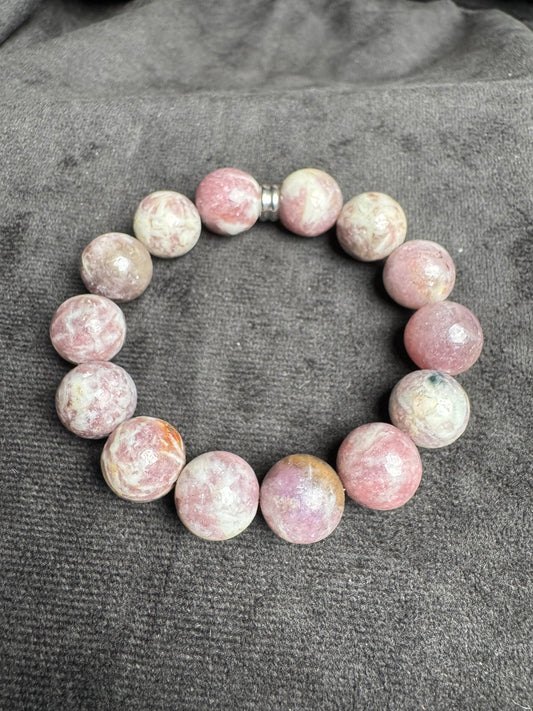 Pink Tourmaline in Quartz Bracelet