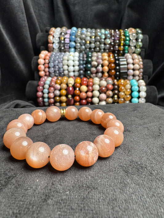 Peach Moonstone and Sunstone Bracelet