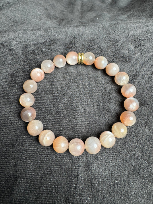 Peach Moonstone and Sunstone Bracelet