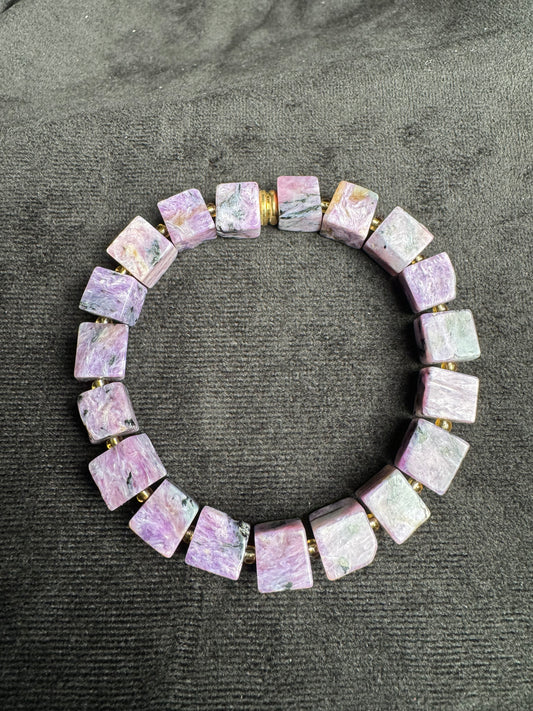 Charoite Square Bead Bracelet