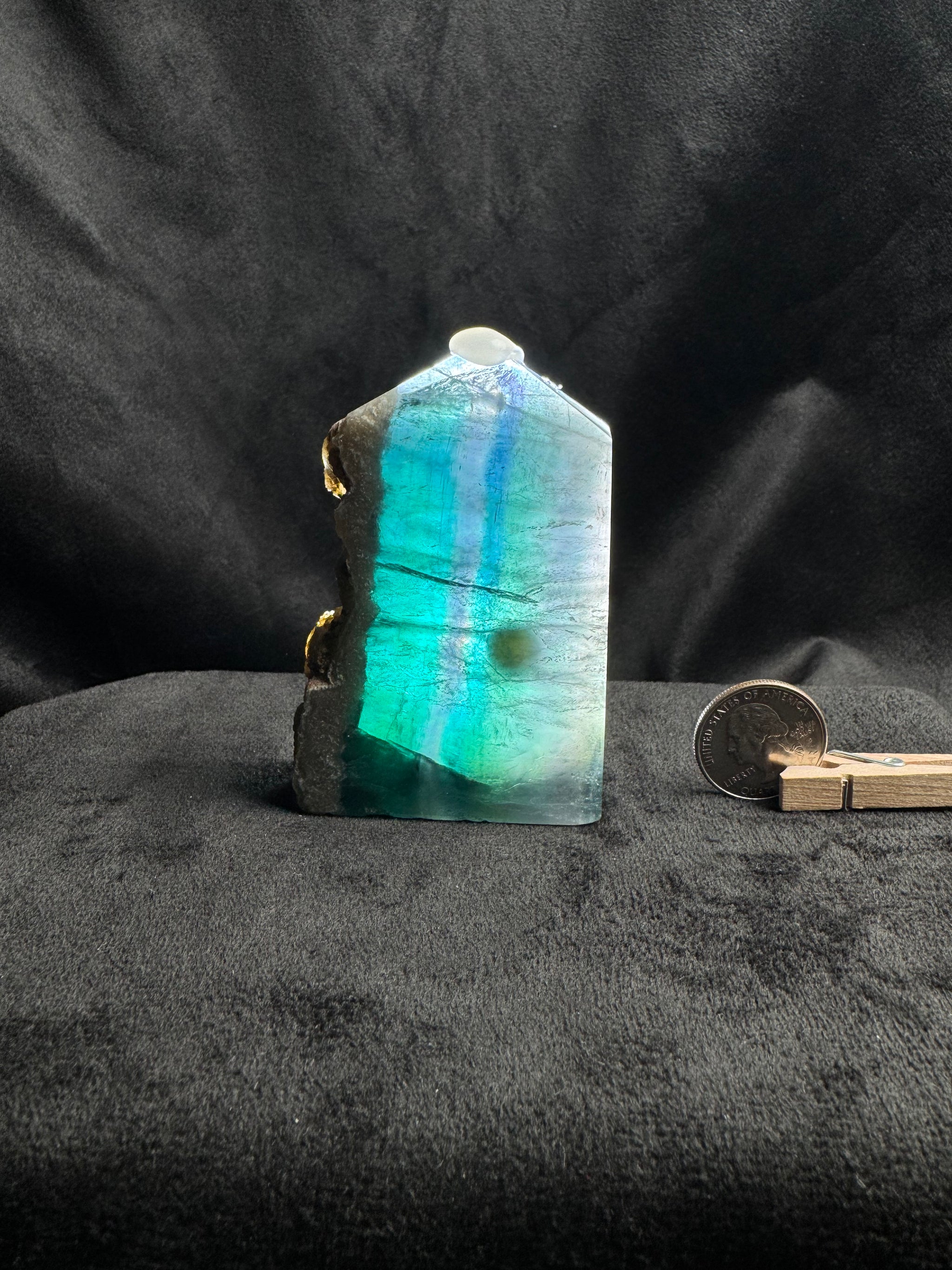 Blue and Green Banded Fluorite (Red UV Reaction)