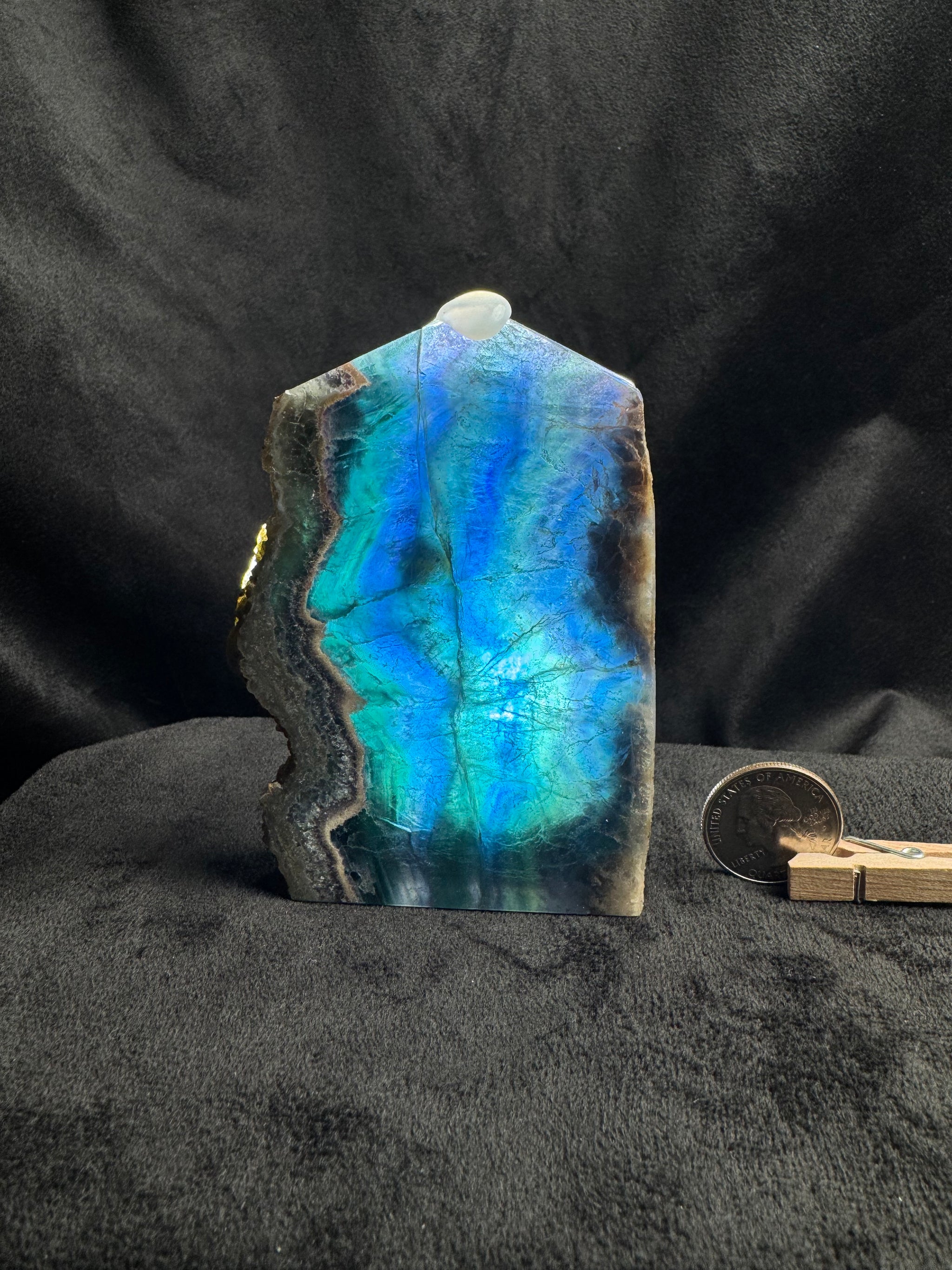 Blue and Green Banded Fluorite (Red UV Reaction)