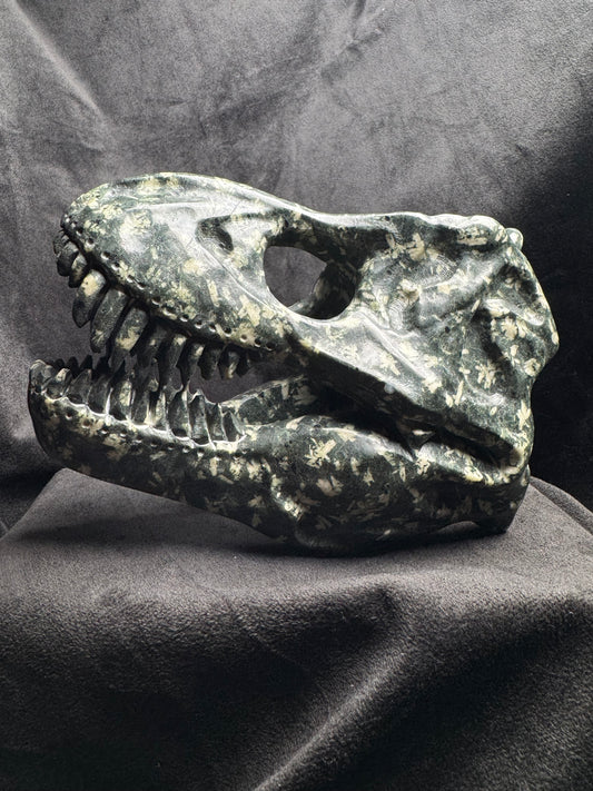 T. Rex Slull Carving (Feldspar in Andesite)