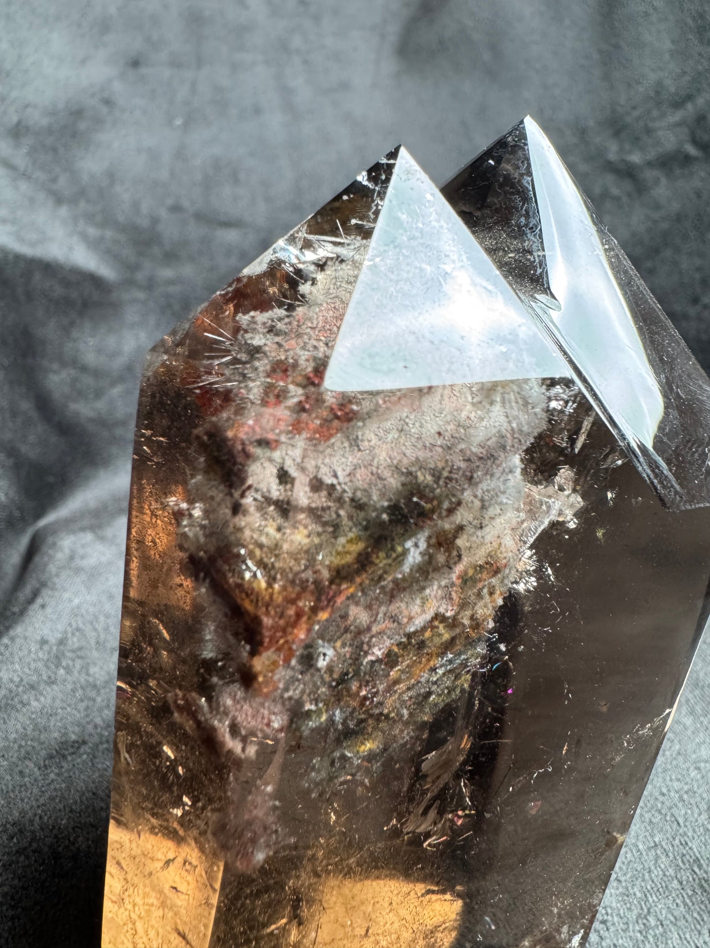 Smoky Double tower with Lodolite and Rutile