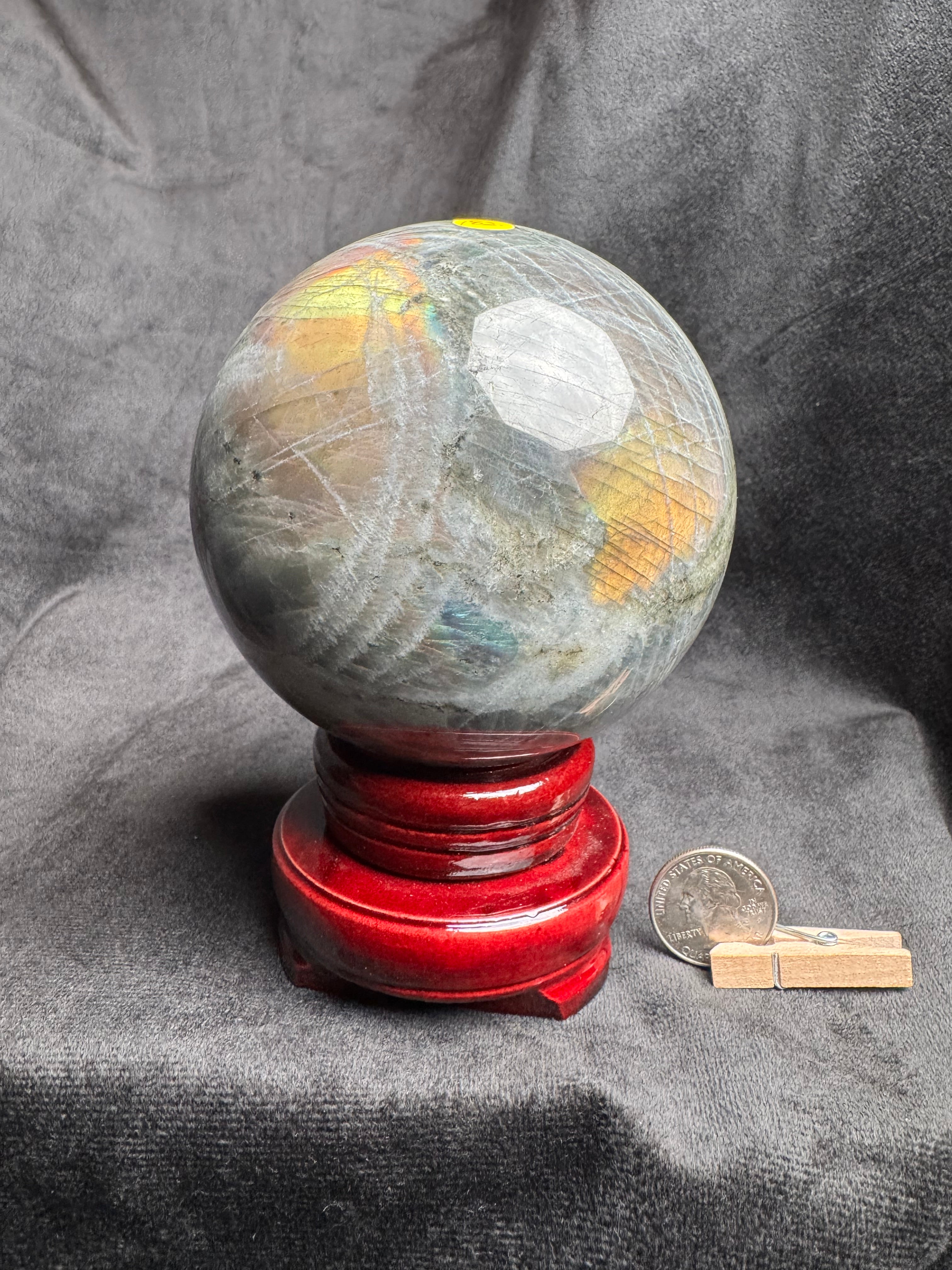Orange Flash Labradorite Sphere