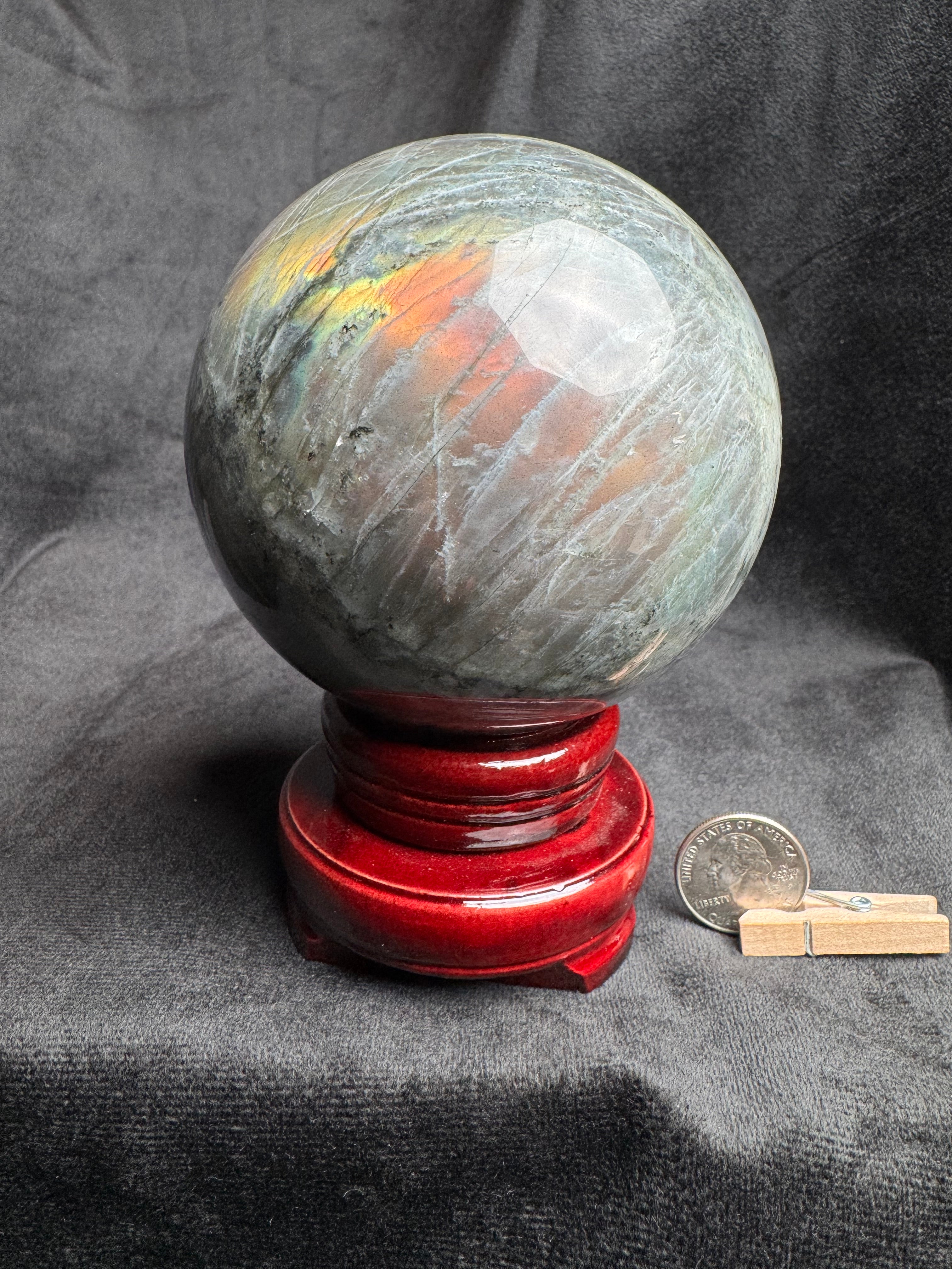 Orange Flash Labradorite Sphere